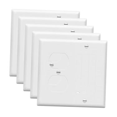 Imagem de FLCPJGV 5x Placas de tomada duplex Placas de parede Decoração Interruptores Capas Painéis de tomada duplex para escritório Dormitório Apartamento, 3 Furos