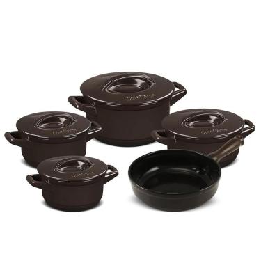 Imagem de Jogo De Panelas Em Cerâmica Duo+ Smart Com 5 Peças Ceraflame Chocolate