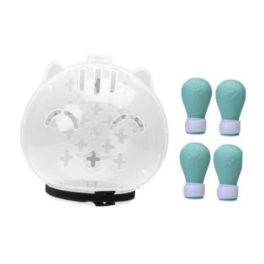 Imagem de WeiLaiKeQi Gato Focinho Transparente com Botas Multifuncional Capacete de Bolha Máscara Facial Capuz de Gato Máscara de Bola para Viagem Casa Barbear Beleza, M Green Foot Pads