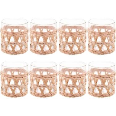Imagem de Conjunto 8 Copos Baixos De Vidro Wolff Com Sisal 320ml Decora