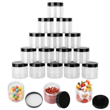 Imagem de 30 frascos de plástico transparente de 400 ml com tampas pretas, recipientes de manteiga corporal, recipientes de cosméticos para ingredientes de cozinha, miçangas, lantejoulas, loção, creme