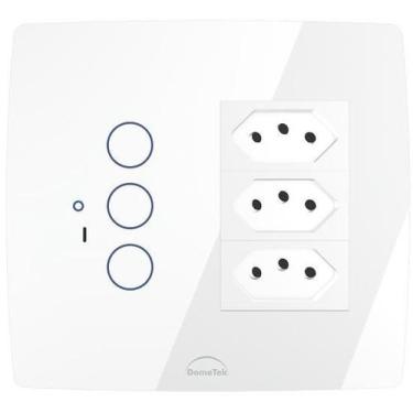Imagem de Interruptor Wifi Touch 3 Botões + 3 Tomadas 20A Inteligente 4x4 Branco
