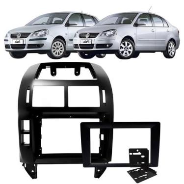 Imagem de Moldura 9 e 7 Polegadas 2 Din Polo Hatch Sedan 2003 à 2011 Preta Paine