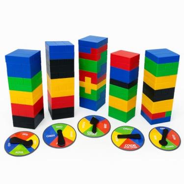 Imagem de KIT COM 6 Caiu Perdeu Jogo Torre Colorida Empilhar com 45 Peças brinquedo educativo - Pais & Filhos 6