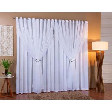 Imagem de Cortina Voil Forro Blackout Tecido 5,00X2,60 Branco - Doce Lar Enxovai