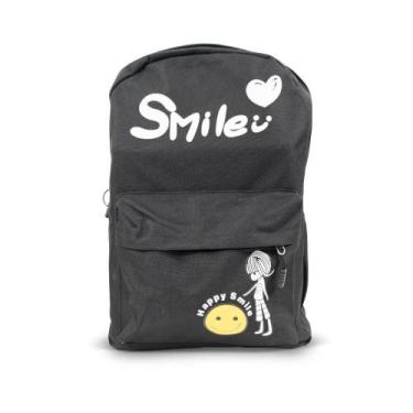 Imagem de Mochila Juvenil Happy Smile Personalizada (Preta) - ShaoLong