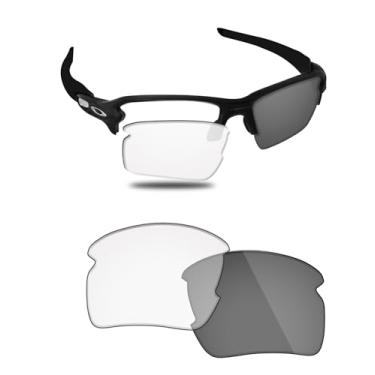 Imagem de Fiskr Lentes polarizadas de substituição compatíveis com óculos de sol Oakley Flak 2.0 XL OO9188, resistente a impactos e ajuste perfeito, Fotocrômico transparente a cinza, One Size