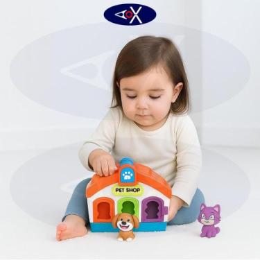 Imagem de Brinquedo Infantil Casinha Educativa Pets Didática Encaixe 18 Meses - 