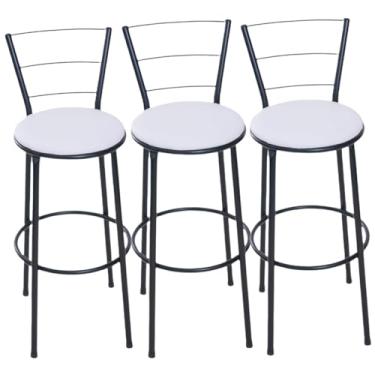 Imagem de 3 BANQUETAS ALTA 3 ARAME -Adequado para decorar o quarto e sala de estar.(BRANCO)