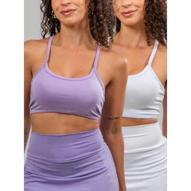 Imagem de KIT2 Top Alça Fina Fitness Nadador sem Bojo Liso Sutiã para ValorizarT