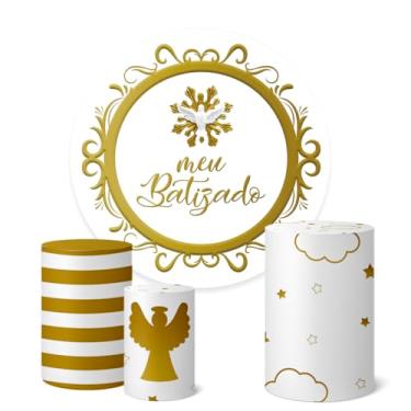 Imagem de Trio Capas Cilindro + Painel Redondo 1,50m Batizado (K1BTZ010)