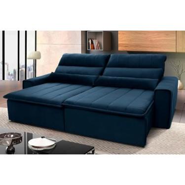 Imagem de Sofá Retrátil Reclinável Islândia 2,10m Suede Velut Preto Molas no Assento - King House