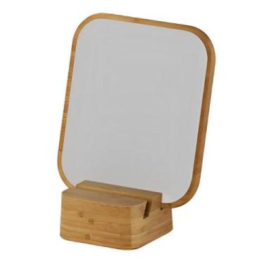 Imagem de Espelho De Mesa Bancada Beleza Maquiagem Ou Base De Bambu