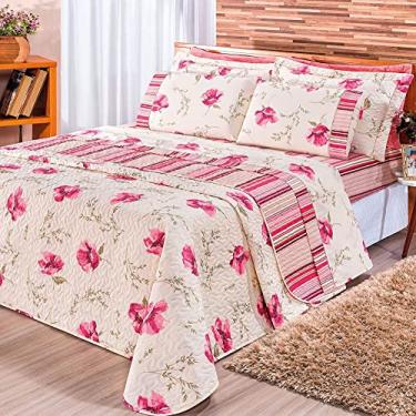 Imagem de Cobre Leito Requinte 03 Peças Bia Enxovais Floral Rose Queen Tecido