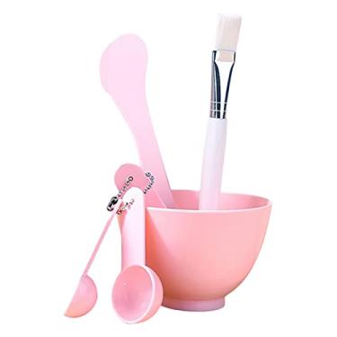 Imagem de DYNWAVE Conjunto de Tigela de de 6 em 1 Leve Premium Reutilizável PP Nylon Reutilizável Kit de Ferramentas DIY para Facial Maquiagem U, Cor de rosa