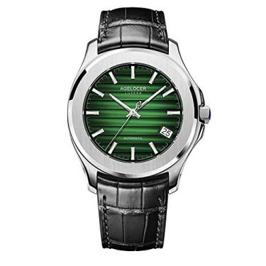 Imagem de Relógio masculino Agelocer com mostrador gradiente mecânico de luxo de aço inoxidável, AGL:6305A1