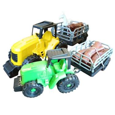 Imagem de Kit 2 Trator de Brinquedo Infantil Fazendeiro Com Animais Menino Menin