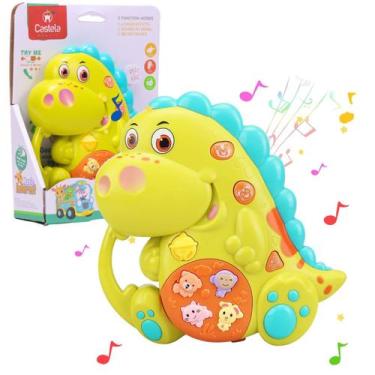 Imagem de Brinquedo Teclado Infantil Dinossauro Musical Verde C/ Sons e luz - Ca