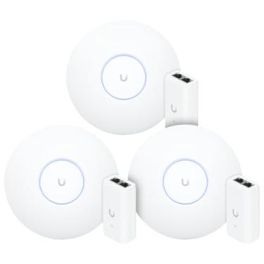Imagem de 3 U6 Pro Ubiquiti Com 3 Fontes 48V 15W | 3 Roteadores WiFi 6 Access Point 5.3 Gbps + 3 Injetores PoE