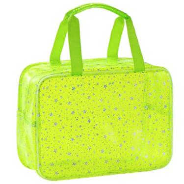 Imagem de UUYUUY Bolsa de maquiagem transparente de PVC, Verde, Bolsa de maquiagem transparente