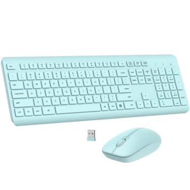 Imagem de Combo de teclado e mouse sem fio, teclado e mouse ergonômicos silenciosos de tamanho completo, bateria de longa duração, mouse óptico, teclado sem fio sem atraso de 2,4 G para computador, Mac, laptop