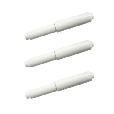 Imagem de 3 peças de hastes de substituição de rolo de papel higiênico de plástico branco com mola, instalação universal com uma mão para banheiro, rolo de papel higiênico