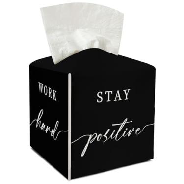 Imagem de Porta-lenços de couro minimalista com cinto inferior ideal para mulheres presente de inauguração de casa moderna capa de caixa de lenços banheiro carro criado-mudo vaidade cozinha decoração de