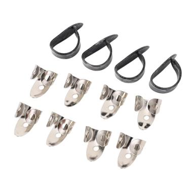 Imagem de Acouto Picaretas de Dedos para Guitarra e Baixo, 8 Aço Inoxidável e 4 Palhetas de Abdominais - para Conforto e Controle