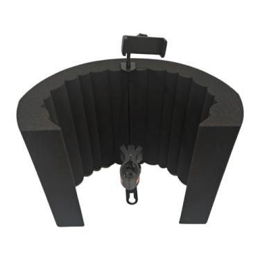 Imagem de JWQFBC Escudo de Isolamento de Microfone, Isolamento Acústico, Espuma de Amortecimento de Som de Microfone Fácil de Instalar, Placa de Espuma de Microfone Pa, com Clipe de Microfone de Telefone