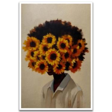 Imagem de Arte de parede de menina negra mulher afro-americana, decoração de parede em tela, cabeça de mulher negra, pôster, abstrato, pinturas afro-americanas, impressão, moda para dormitório, quarto