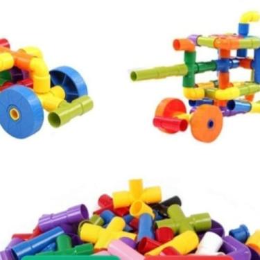 Imagem de BRINQUEDO DE MONTAR BLOCO INFANTIL COLORIDOS INTERATIVO TUBOS CANOS ENCAIXAR 36PEÇAS EDUCATIVO