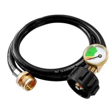 Imagem de Joywayus Mangueira Adaptadora De Propano Com Calibre 5 Pés, Conversor 1 Lb Para 20 Lb, Adequada Grelha Webber Q/Chapa Black Stone/Fogão Acampamento Coleman/Aquecedor Buddy, Conecta Tanque Qcc1/Tipo