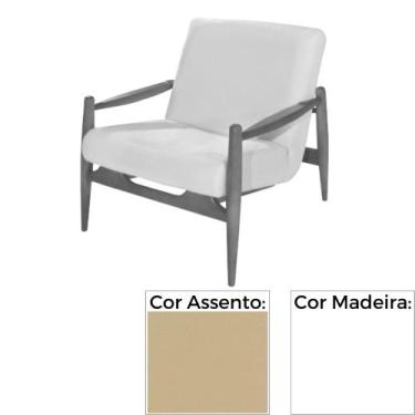 Imagem de Poltrona MH-3710 Herval Madeira Loca Fosca Branca Assento Estofado Beg