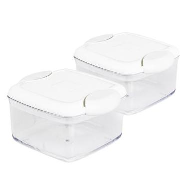 Imagem de Conjunto 2 Pote Hermético Multiuso Quadrado 1,3L Acrílico - Plastutti