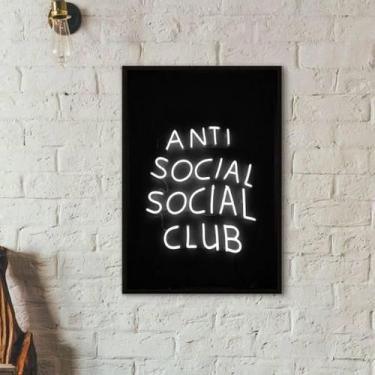 Imagem de Quadro Anti Social Social Club 24X18 Com Vidro Madeira Preta - Quadros