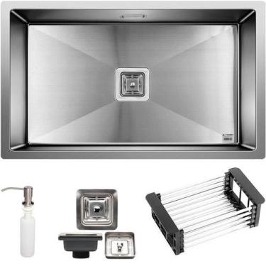 Imagem de Cuba Quadrada Inox 304 Gourmet 75X45 Com Acessórios -Ec248 - E-Cubas