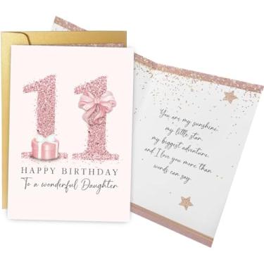 Imagem de Spercy Cartão de aniversário de 11 anos para filha, cartão de aniversário de 11 anos para meninas, presente de onze anos de mãe pai pais