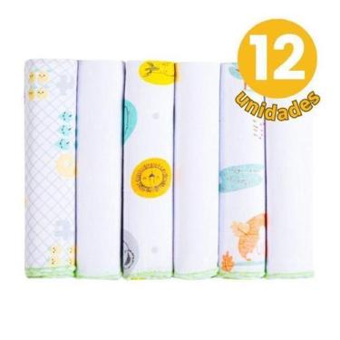 Imagem de 12 Pçs Pano De Boca Fralda Neutro Toalha Overloque 30X30Cm - Dugu