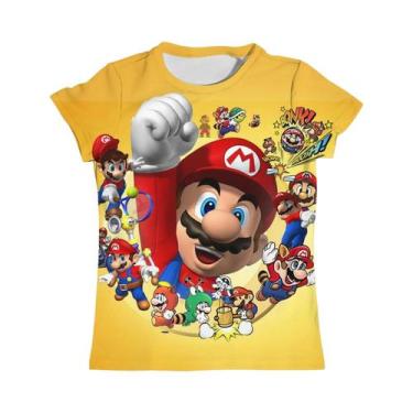 Imagem de Camiseta Infantil De Manga Curta Com Desenho Animado Super Mario Drago
