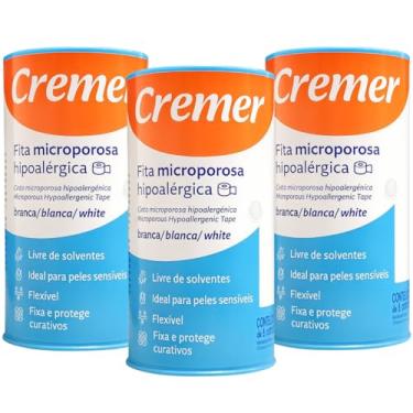 Imagem de Fita Microporosa Cremer Hipoalergênica 10cm x 10m – Branca, 3 Unidades, Fixação de Curativos e Ataduras, Uso Hospitalar