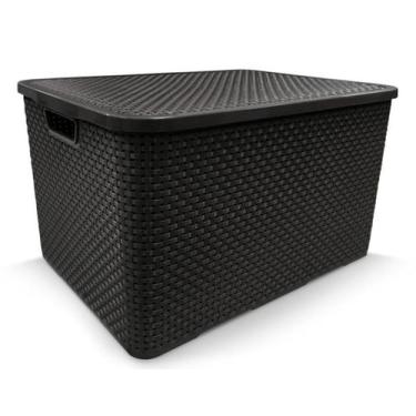 Imagem de Kit 6 Caixas Organizadoras Rattan PRETA 20 Litros Arqplast
