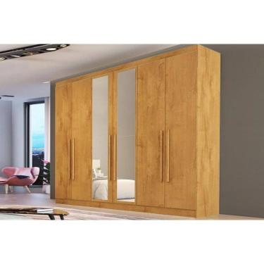 Imagem de Guarda Roupa Casal 6 Portas (2 C/ Espelho) E 4 Gavetas Oslo Peroba - Europa