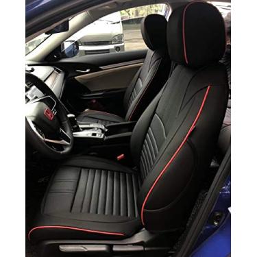Imagem de EKR Capas de assento Civic personalizadas para Honda Civic Hatchback 2018 2019 2020 2021 EX, EX-L, Sport, Sport Touring, capa de assento de carro de couro impermeável, conjunto completo, couro