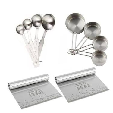 Imagem de Kit Medidores Inox 8 Peças Xícaras E Colheres e 2 Espátulas Multiuso -
