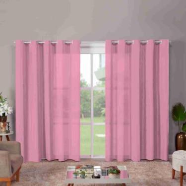 Imagem de Cortina Roma para Sala e Quarto, 300 x 220 cm, 2 Folhas, Poliéster Decorativo, Estampado (ROSA)