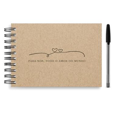Imagem de Kit Álbum Scrapbook A5, 21x15cm, com Caneta Gel Preta e Adesivos, Capa Personalizada (Para Nós Todo Amor do Mundo)