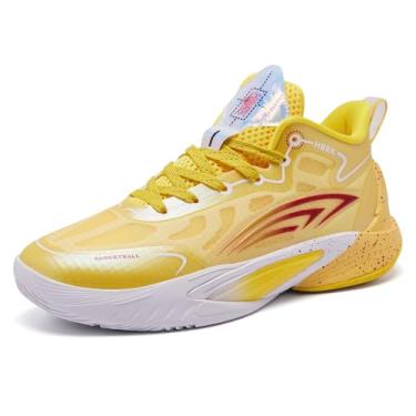Imagem de Bolognifi Tênis de basquete masculino antiderrapante para treinamento ao ar livre Equipamento de basquetebol(Yellow,36 BR)