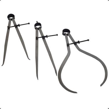 Imagem de Kit 3 Compassos 10 Pol Mecânico Ponta Reta Interno E Externo