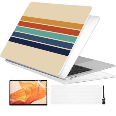 Imagem de Batianda Capa para MacBook Air M1 13 polegadas modelo A2337 A2179 A1932 2020 2019 2018, capa protetora fina e leve com estampa criativa com capa de teclado e protetor de tela, listra