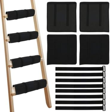 Imagem de 4 peças de almofada de beliche, capa de escada de beliche confortável, capa antiderrapante, escada de beliche, escada de cama com 8 ganchos ajustáveis e alça de laço para beliche (Escada não incluída)